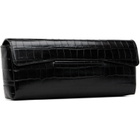 TOTEME Black Soft Croco-Embossed T Clutch