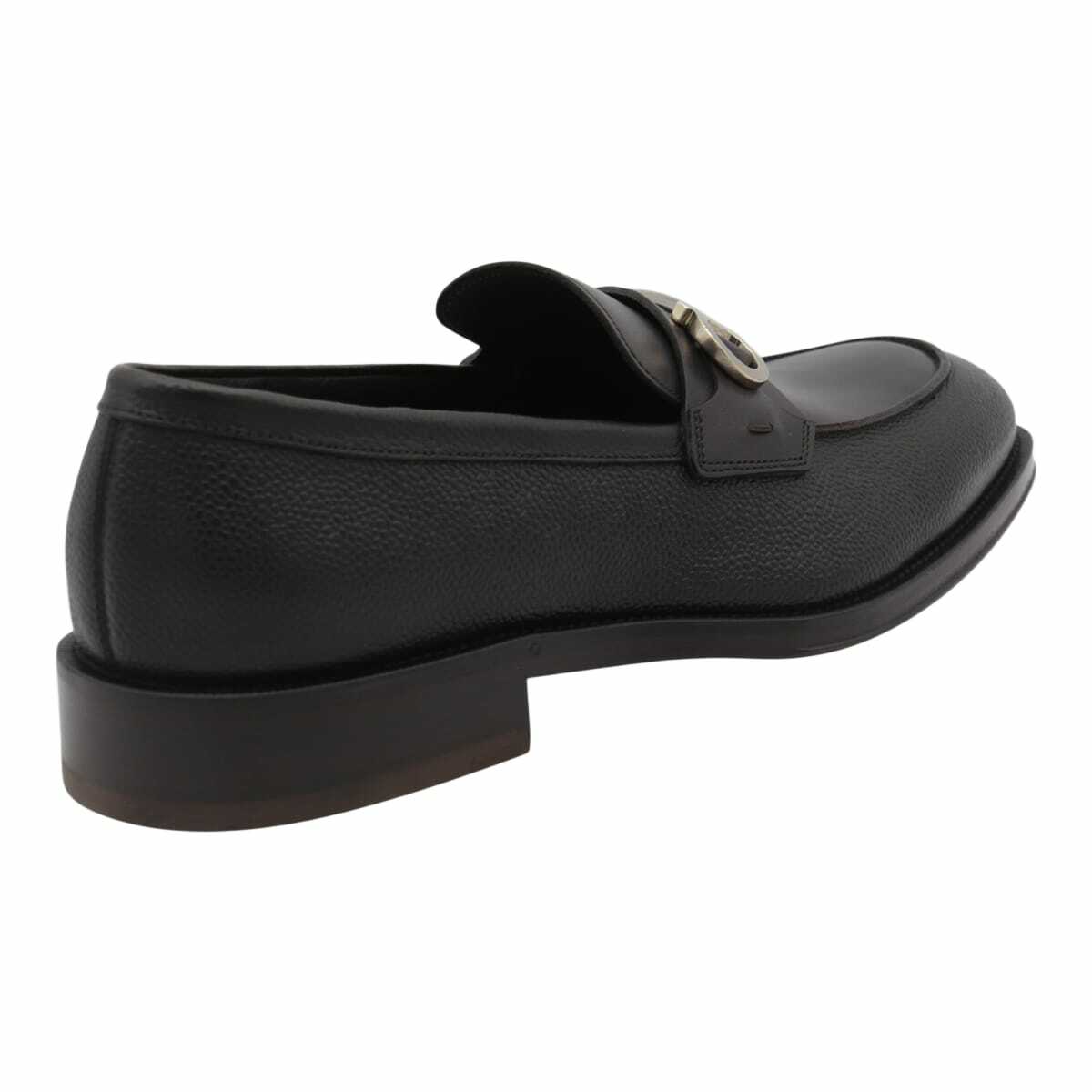 Salvatore Ferragamo Black Leather Loafers with Metal Detail Ferragamo Black Leather Loafers Salvatore Ferragamo main image 4