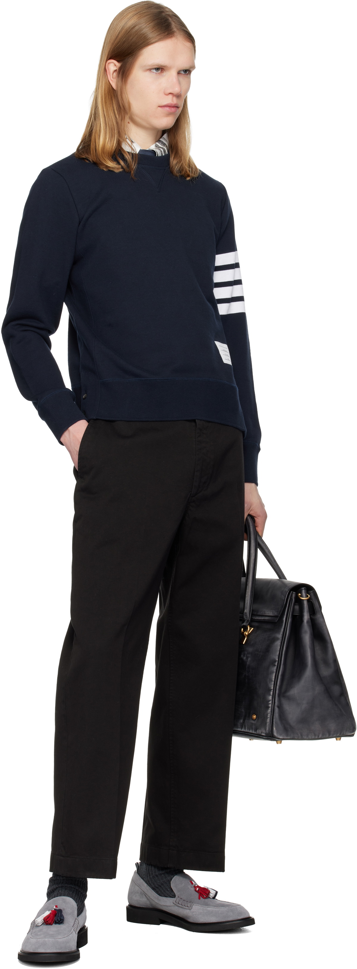 Thom Browne Navy Classic Loopback 4-Bar Sweatshirt