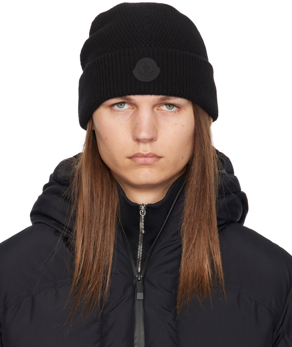 Moncler Black MB Wool Beanie