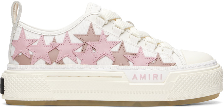 Photo: AMIRI White & Pink Stars Court Low Sneakers