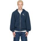 Kenzo Navy Kenzo Paris 'KENZO Tulip' Embroidered Zip Up Hoodie
