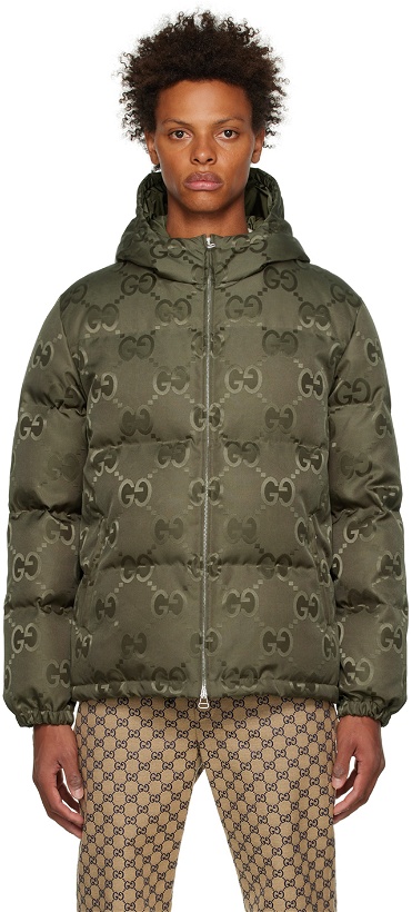 Photo: Gucci Khaki Jumbo GG Down Jacket