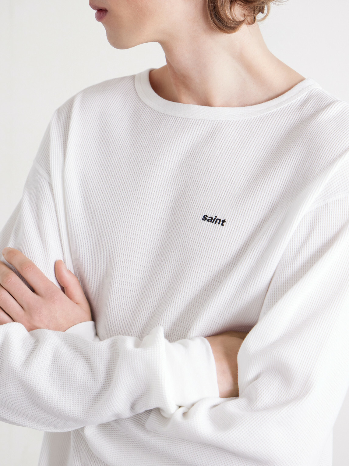 SAINT MXXXXXX - Thermal Logo-Embroidered Honeycomb-Knit Cotton T