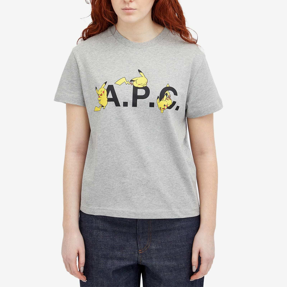 A.P.C. Women's Pokémon Pikachu T-Shirt in Plb Heathered Light Grey