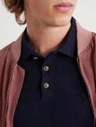 Versace - Logo-Embroidered Striped Cotton Polo Sweater - Blue