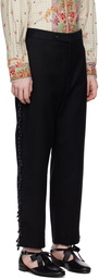 Bode Black Beaded Fringe Trousers