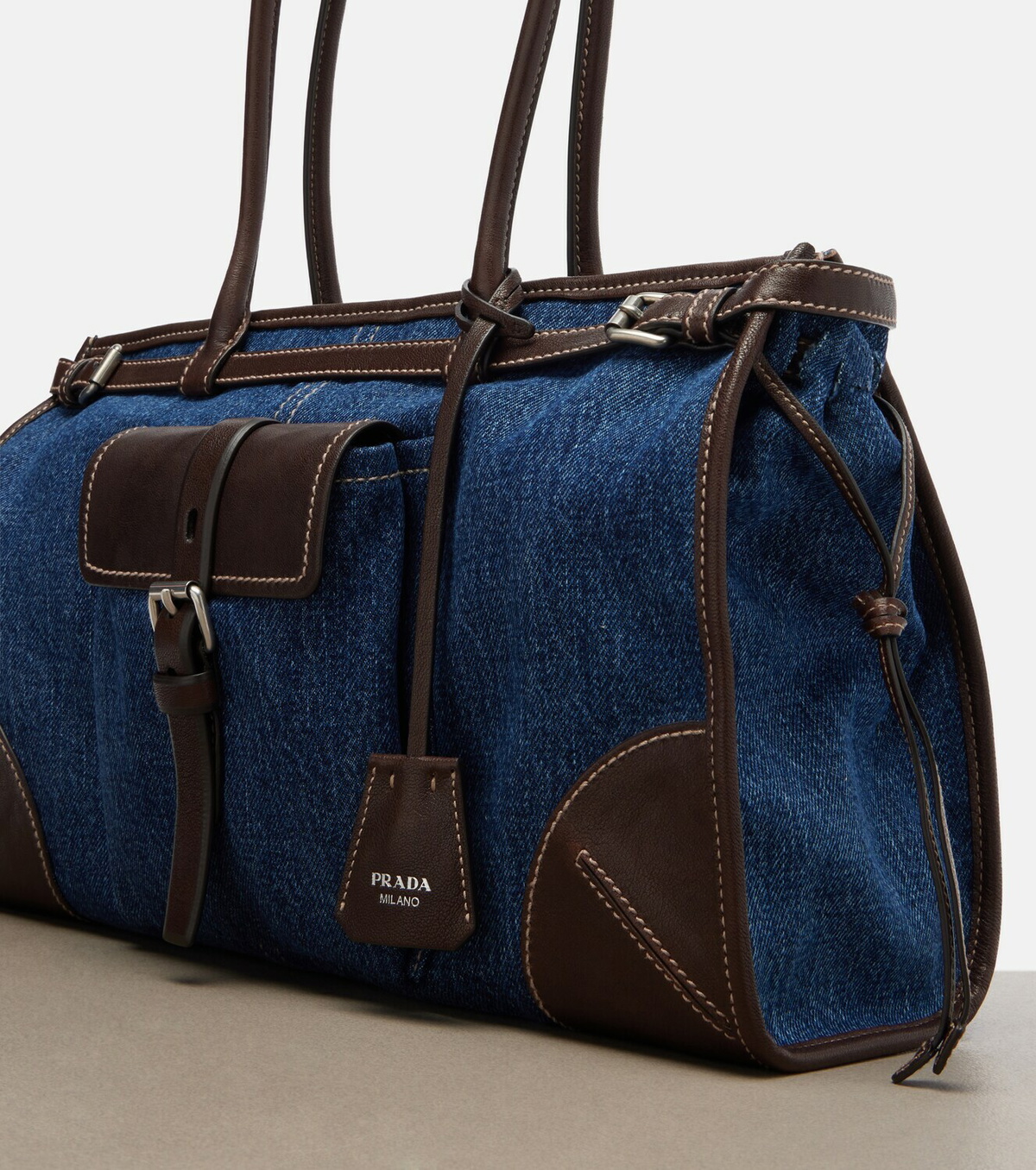 Prada Prada Bonnie Large denim shoulder bag
