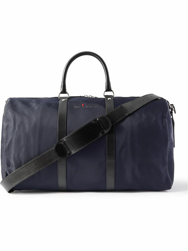 Photo: Kiton - Logo-Print Leather-Trimmed Shell Holdall