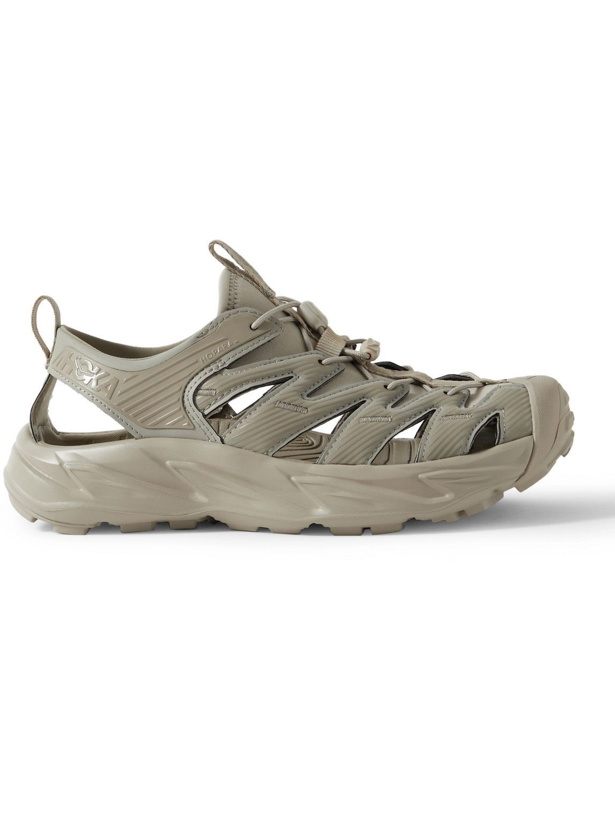Photo: Hoka One One - Hopara Rubber-Trimmed Faux Leather and Neoprene Hiking Shoes - Gray