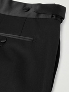 TOM FORD - Straight-Leg Belted Satin-Trimmed Wool and Mohair-Blend Tuxedo Trousers - Black