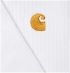 Carhartt WIP - Chase Logo-Embroidered Ribbed Stretch Cotton-Blend Socks - White