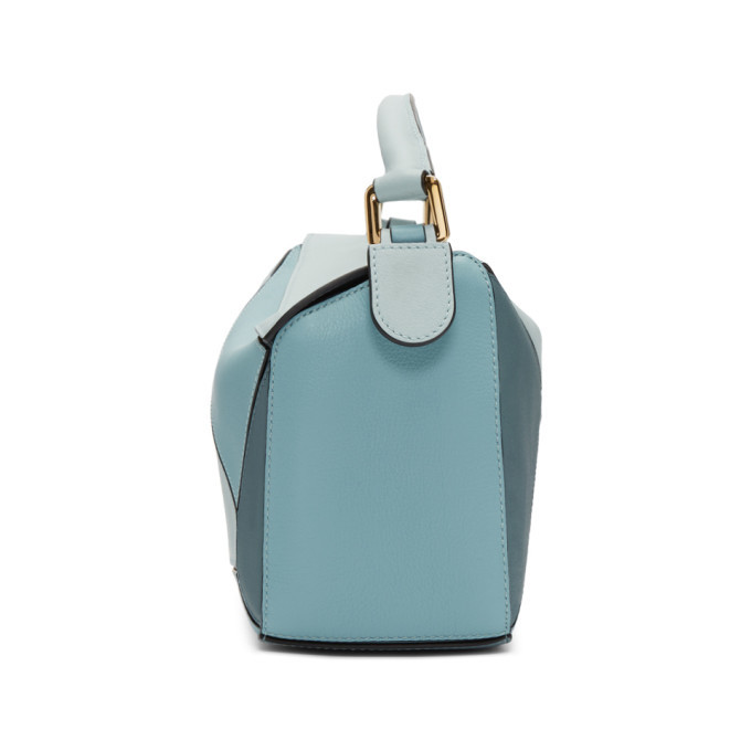 Loewe Small Puzzle Bag Classic Calfskin In Sky Blue/Beige