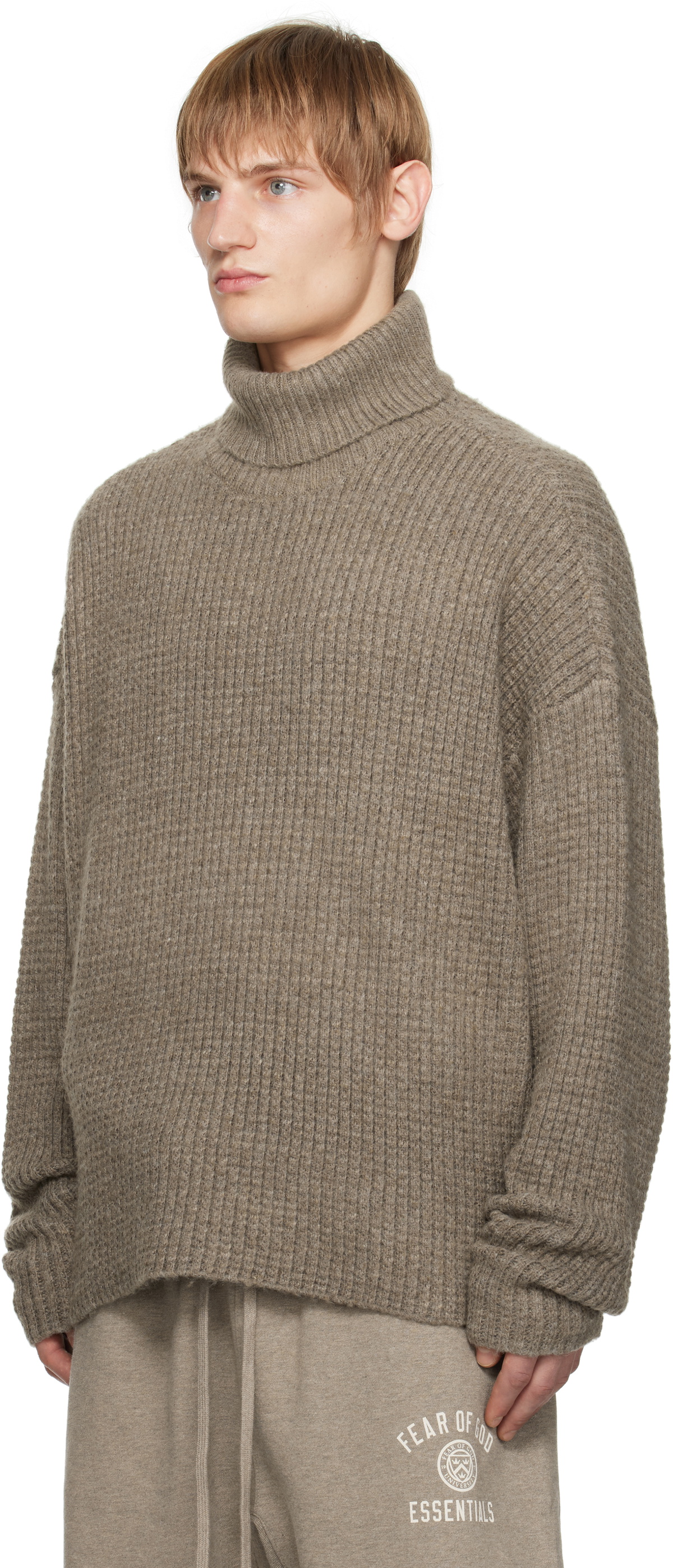 Fear of God ESSENTIALS Gray Heavy Waffle Turtleneck Fear Of God Essentials
