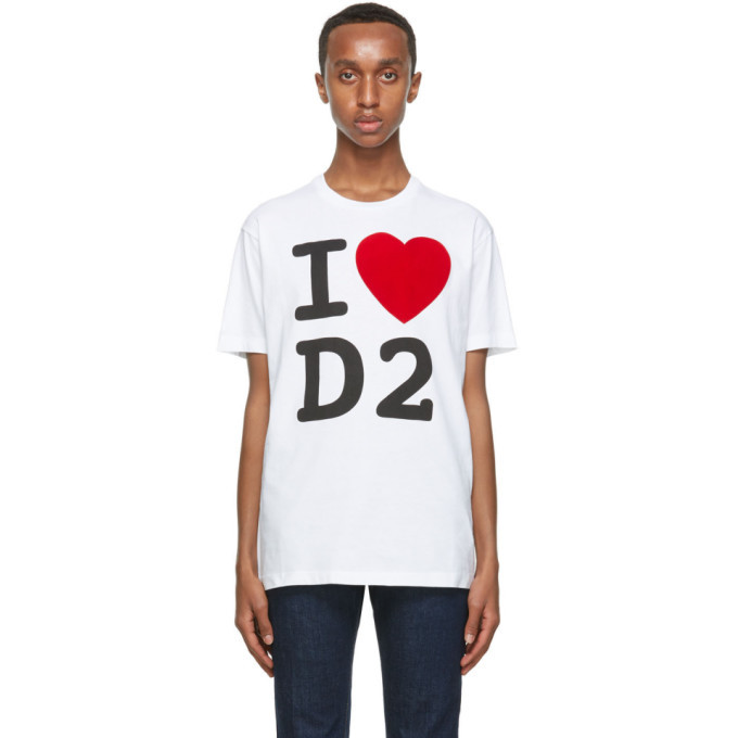 Photo: Dsquared2 White I Love D2 T-Shirt