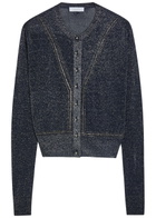 Rabanne Embellished Metallic-knit Cardigan Navy