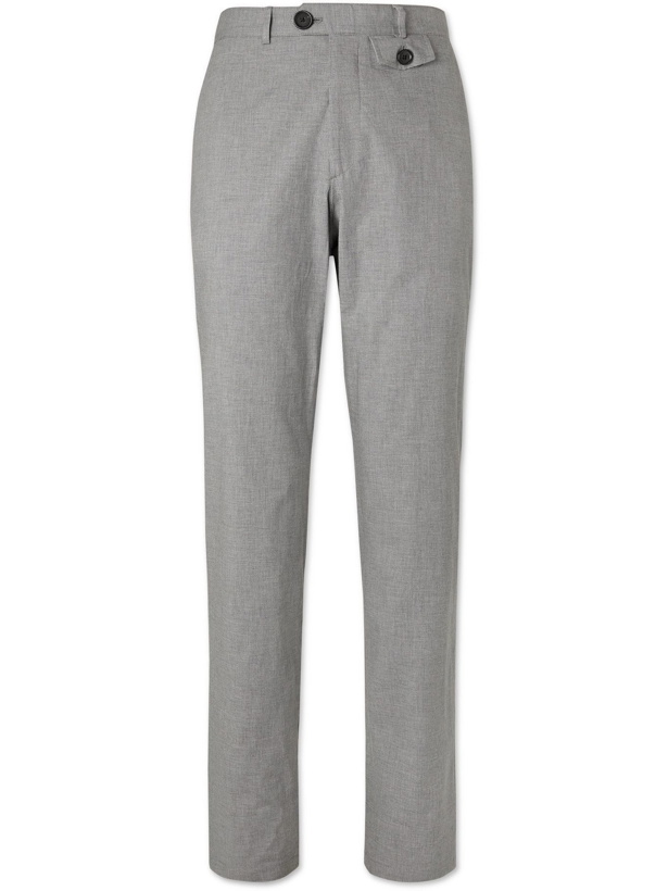 Photo: OLIVER SPENCER - Tapered Micro-Houndstooth Cotton-Blend Suit Trousers - Gray