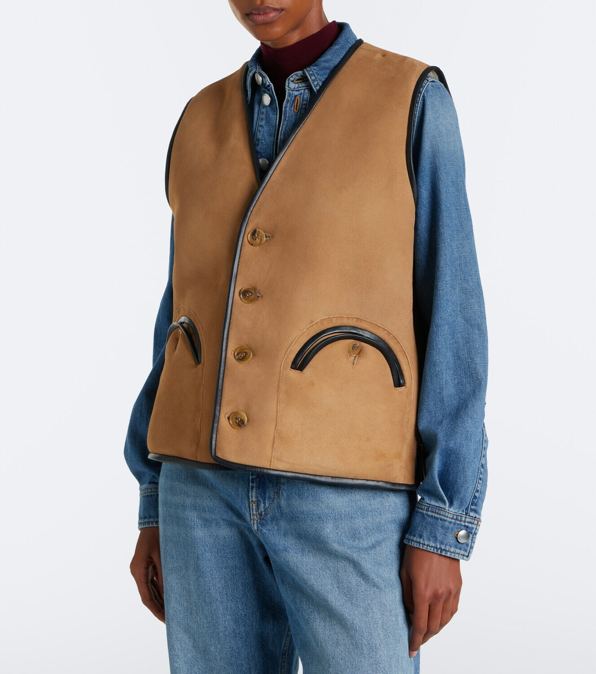 Blazé Milano Gliss leather-trimmed shearling vest