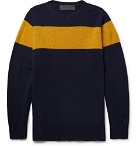 The Elder Statesman - Striped Intarsia Cashmere Sweater - Navy