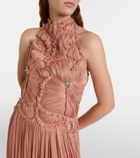 Costarellos Embellished ruched georgette gown