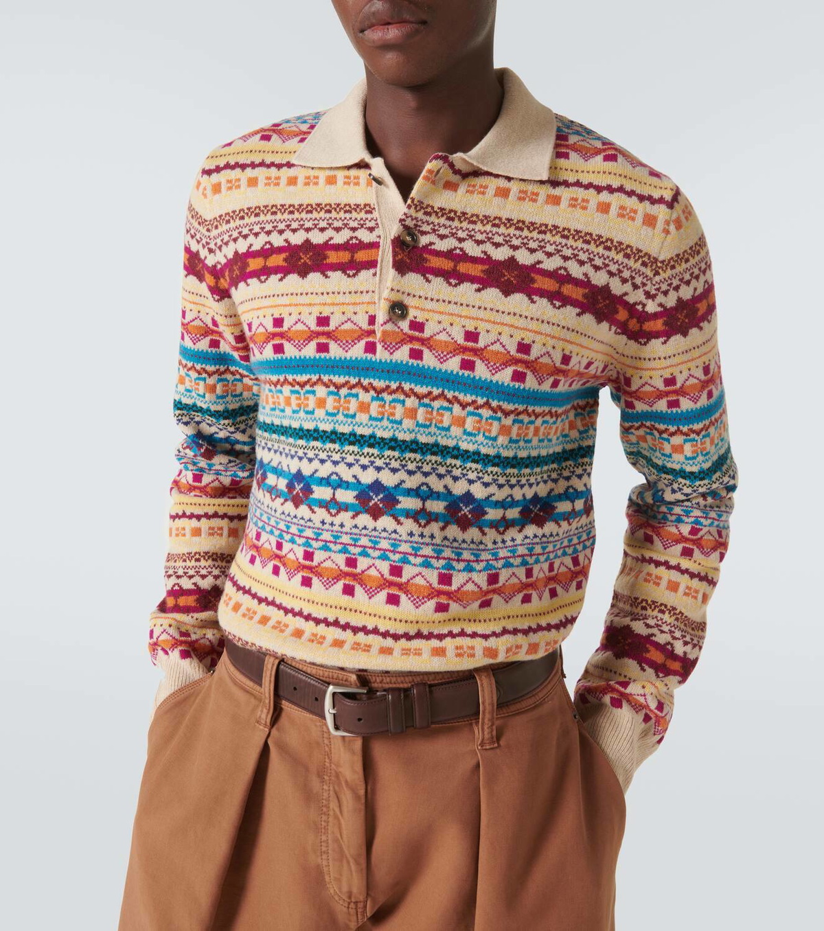 トップス LOEWE WOOL POLO SWEATER Loewe Fair Isle wool polo sweater Loewe