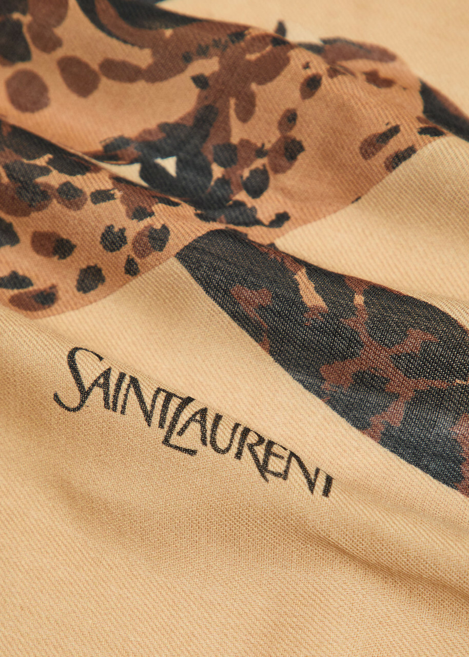 Saint Laurent Leopard Wool Scarf - Multicoloured - One Size