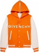 Givenchy - Logo-Embossed Wool-Blend and Full-Grain Leather Jacket - Orange