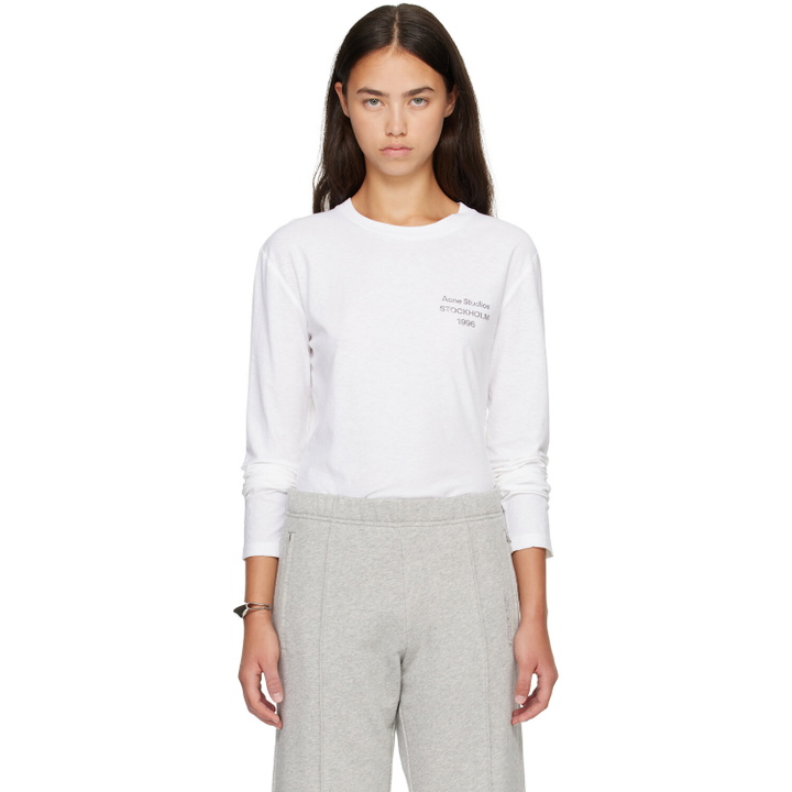 Photo: Acne Studios White Distressed Logo Long Sleeve T-shirt