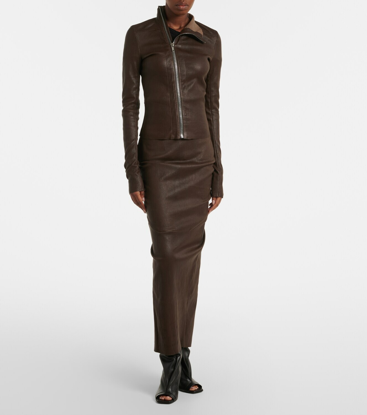 Rick Owens Gary leather and cotton-blend jacket