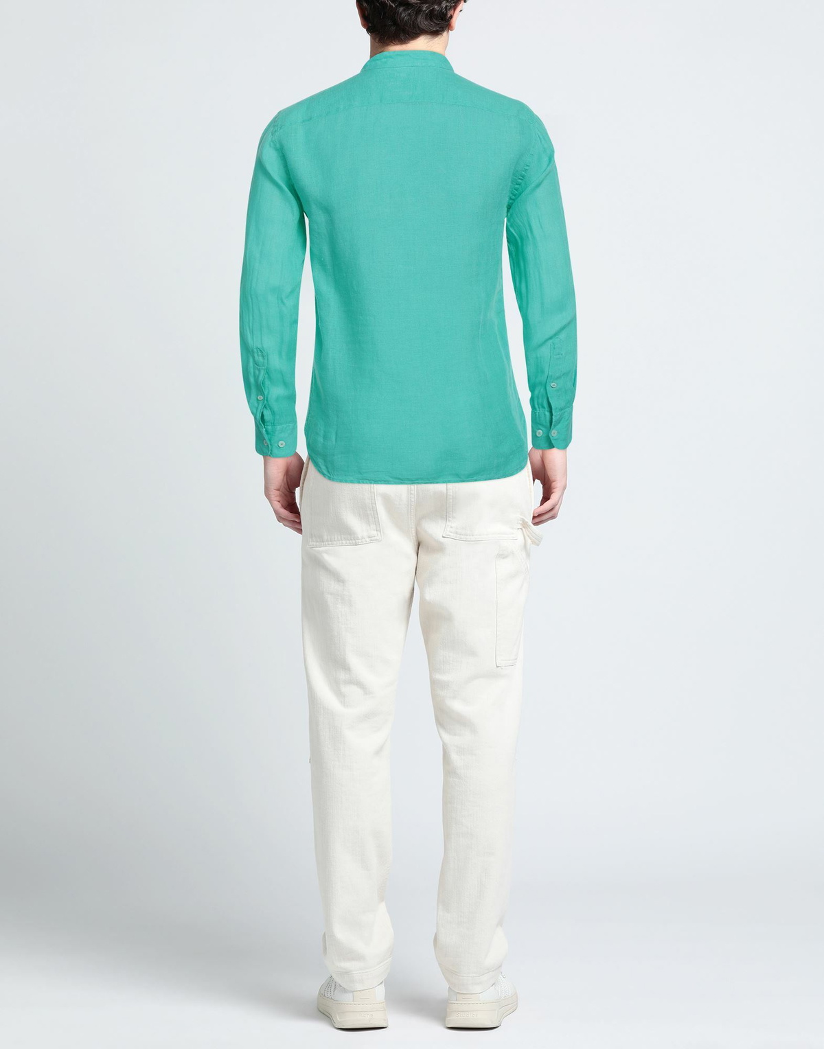 120% Lino Mens Shirt Emerald in Green
