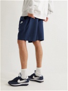 Nike - Straight-Leg Logo-Embroidered Cotton-Jersey Drawstring Shorts - Blue