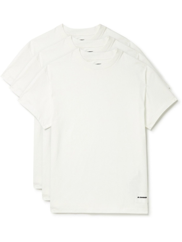 Photo: Jil Sander - Three-Pack Logo-Appliquéd Organic Cotton-Jersey T-Shirts - White
