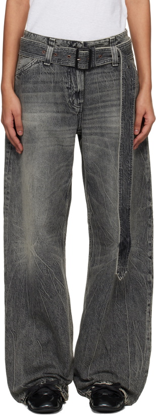 Photo: Acne Studios Gray Belted Relaxed Fit Jeans