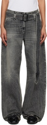 Acne Studios Gray Belted Relaxed Fit Jeans