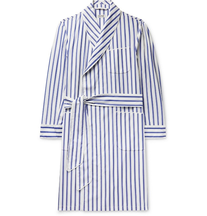 Photo: Paul Stuart - Piped Striped Cotton-Broadcloth Robe - Blue