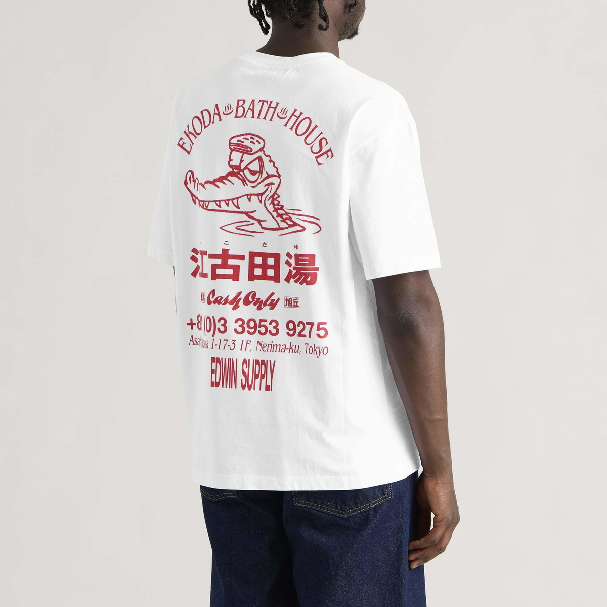Edwin Men's Ekoda Bath House TS in White Garment Washed