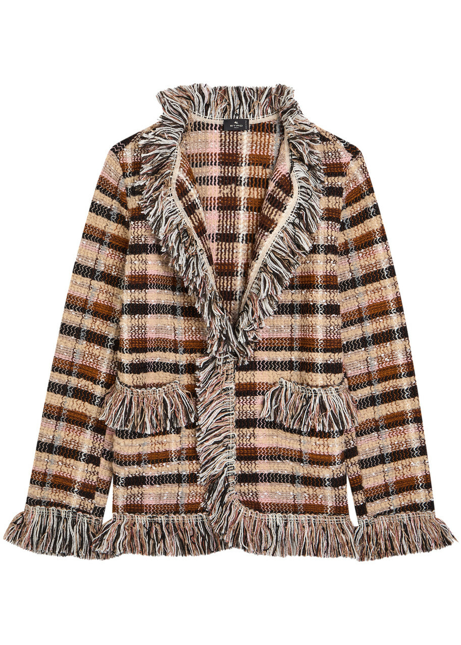 Etro Striped Fringed Woven Jacket Multicoloured 1