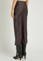 Anine Bing Bar Silk Midi Skirt Dark Brown