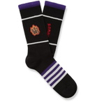 Acne Studios - Monster in My Pocket Appliquéd Striped Stretch Cotton-Blend Socks - Black
