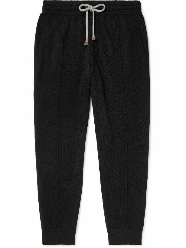 Photo: Brunello Cucinelli - Tapered Panelled Cashmere Sweatpants - Black
