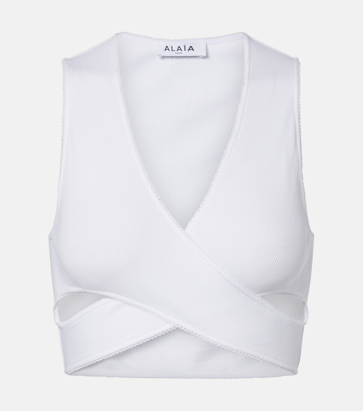 Alaïa Ribbed-knit jersey crop top