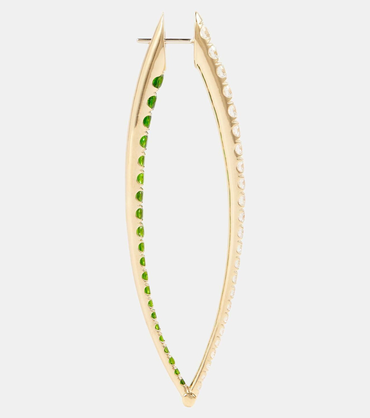 Melissa Kaye Cristina 18kt gold hoop earrings with diamonds and tsavorite garnets