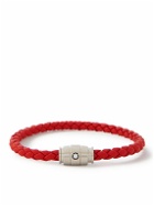 Montblanc - Woven Leather, Stainless Steel and Enamel Bracelet