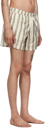 COMMAS Beige & Khaki Striped Classic Swim Shorts