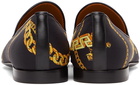 Versace Black 'La Greca' Chain Slippers