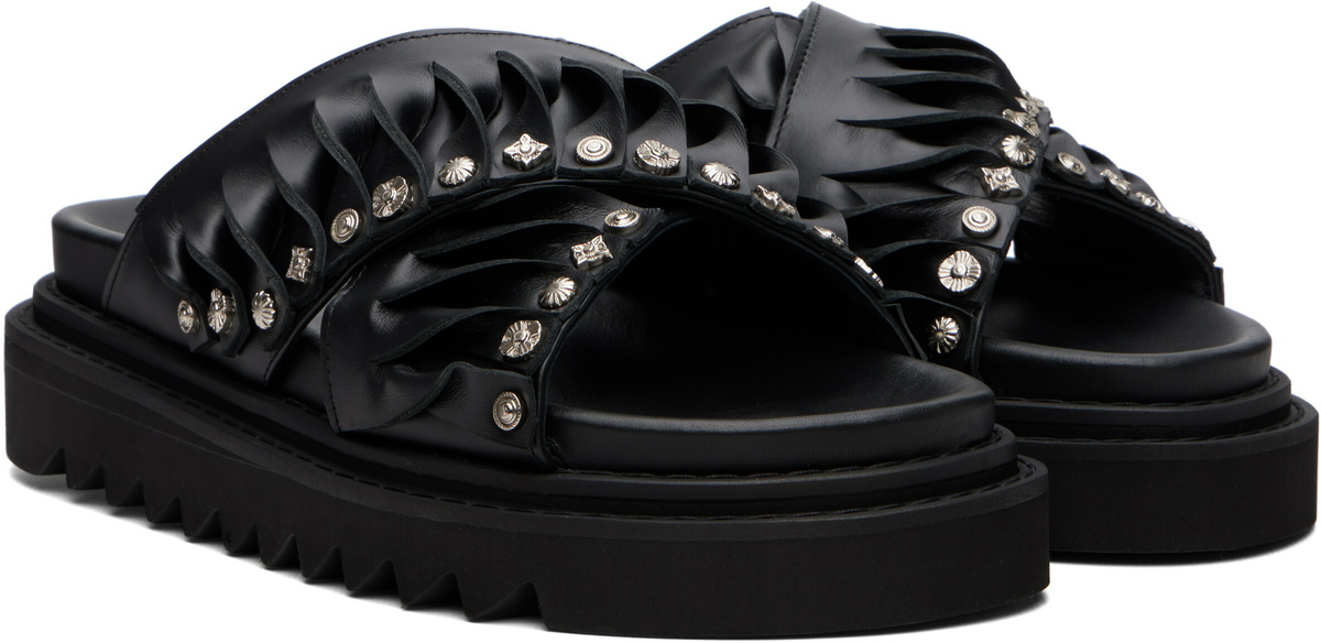 Toga Virilis Black Leather Sandals