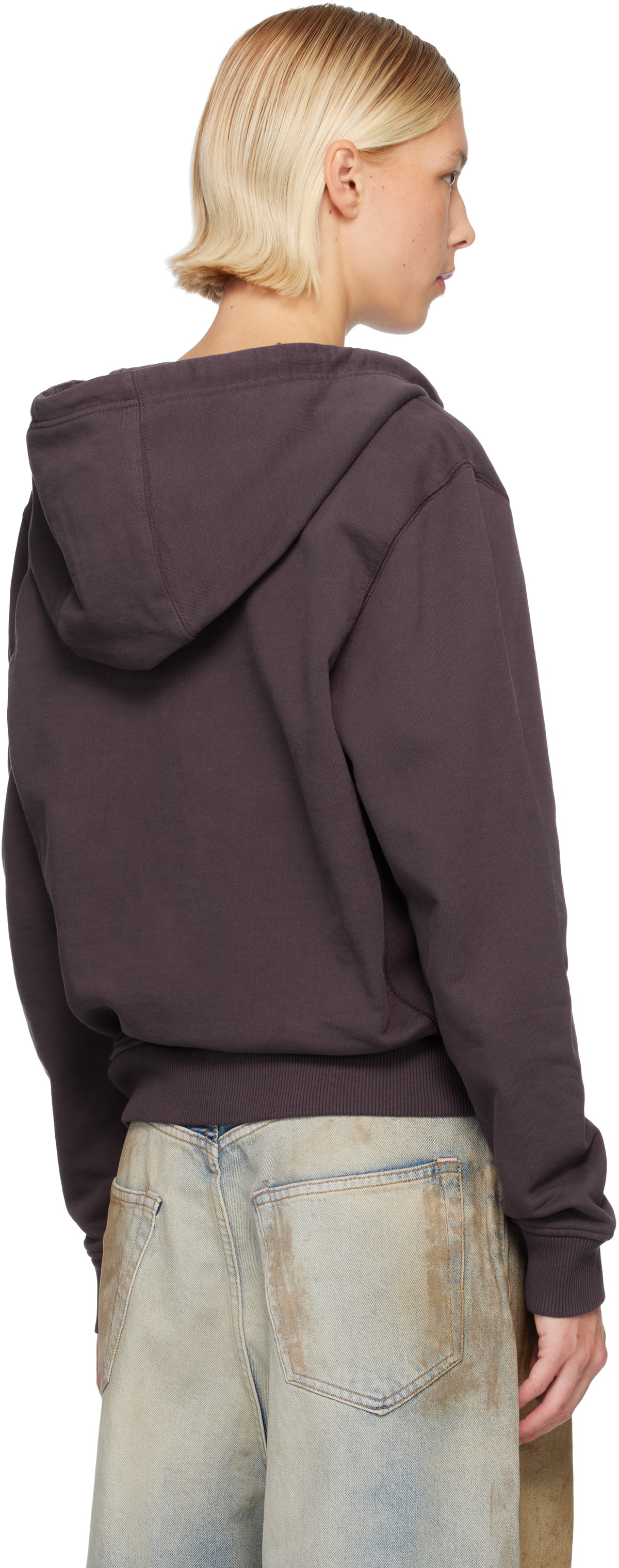 Casablanca Purple Dragonfly Floral Embroidered Full Zip Hoodie