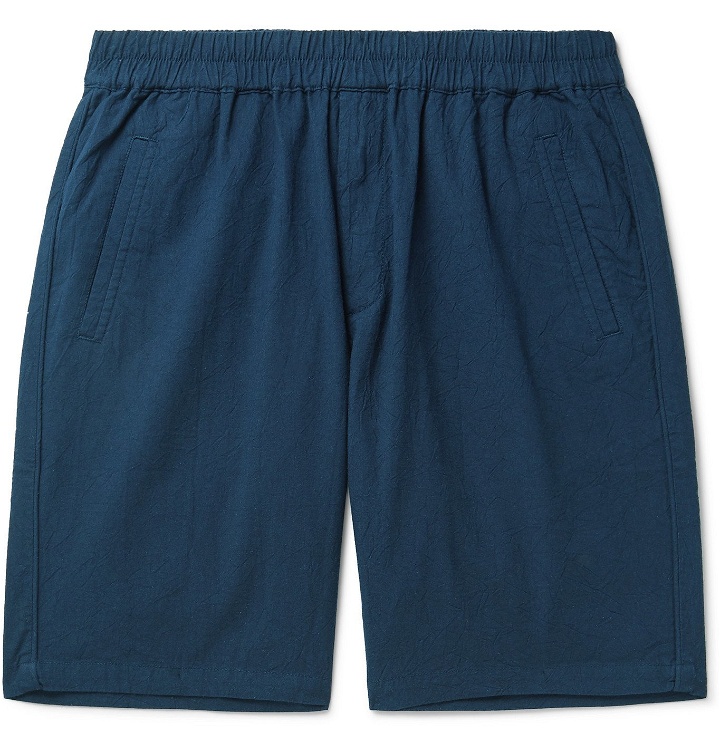 Photo: Folk - Crinkled-Cotton Shorts - Blue
