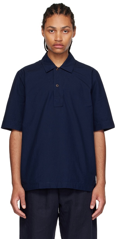 Photo: MHL by Margaret Howell Navy Organic Cotton Polo