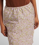 Prada Lace-trimmed floral midi skirt